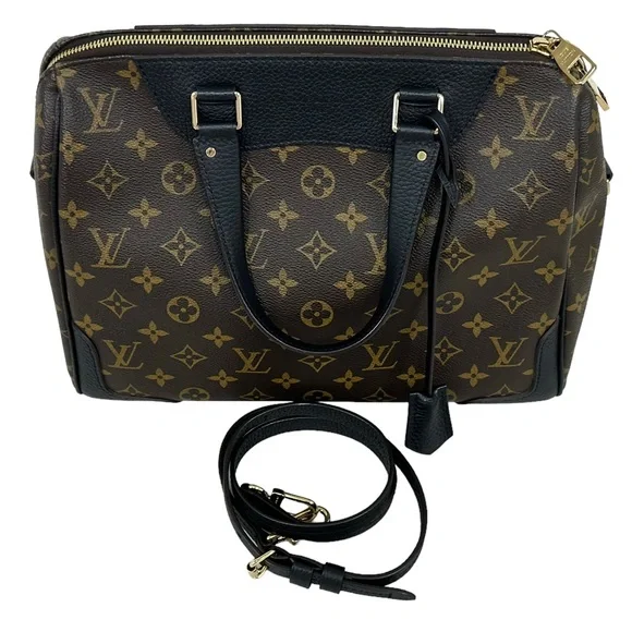 Louis Vuitton Retiro Brown Monogram Nior Black Satchel Duffle Crossbody Canvas - Picture 4 of 13